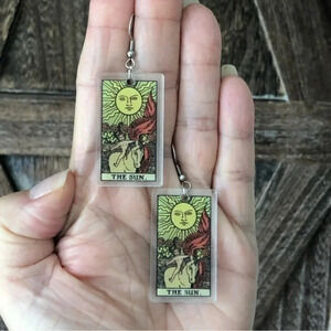 “The Sun” Tarot Card Handmade Drop Earrings